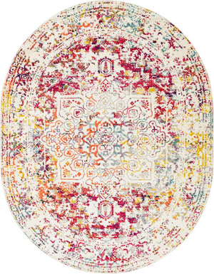 Light Multicolor 7' 10 x 10' Richmond Oval Area Rug Vintage Distressed Look Traditional Design Carpet for Unique Home Interior Design for Sale at Rug Engine