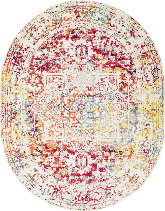 Light Multicolor 7' 10 x 10' Richmond Oval Area Rug Vintage Distressed Look Traditional Design Carpet for Unique Home Interior Design for Sale at Rug Engine
