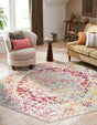 Light Multicolor 5' 3 x 5' 3 Richmond Octagon Area Rug Vintage Distressed Look Traditional Design Carpet for Unique Home Interior Design for Sale at Rug Engine