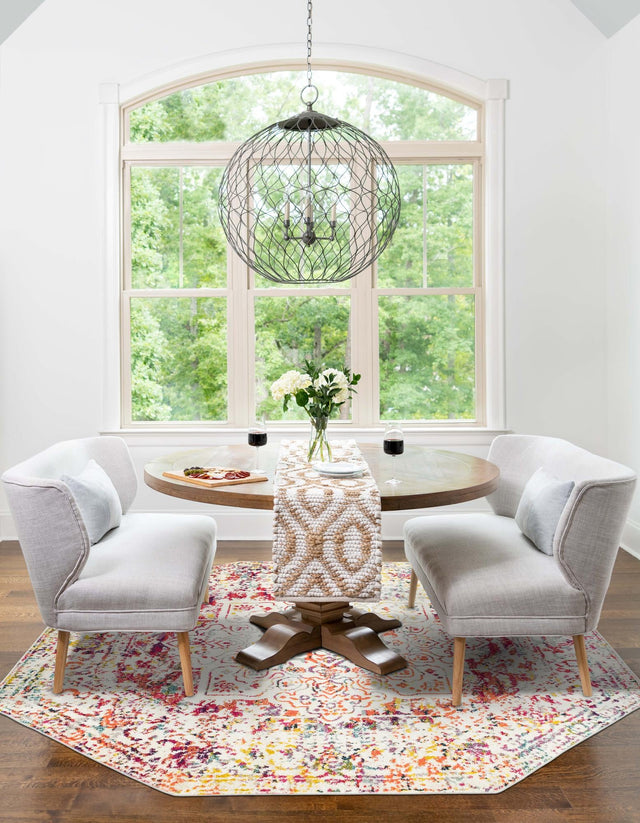 Light Multicolor 5' 3 x 5' 3 Richmond Octagon Area Rug Vintage Distressed Look Traditional Design Carpet for Unique Home Interior Design for Sale at Rug Engine