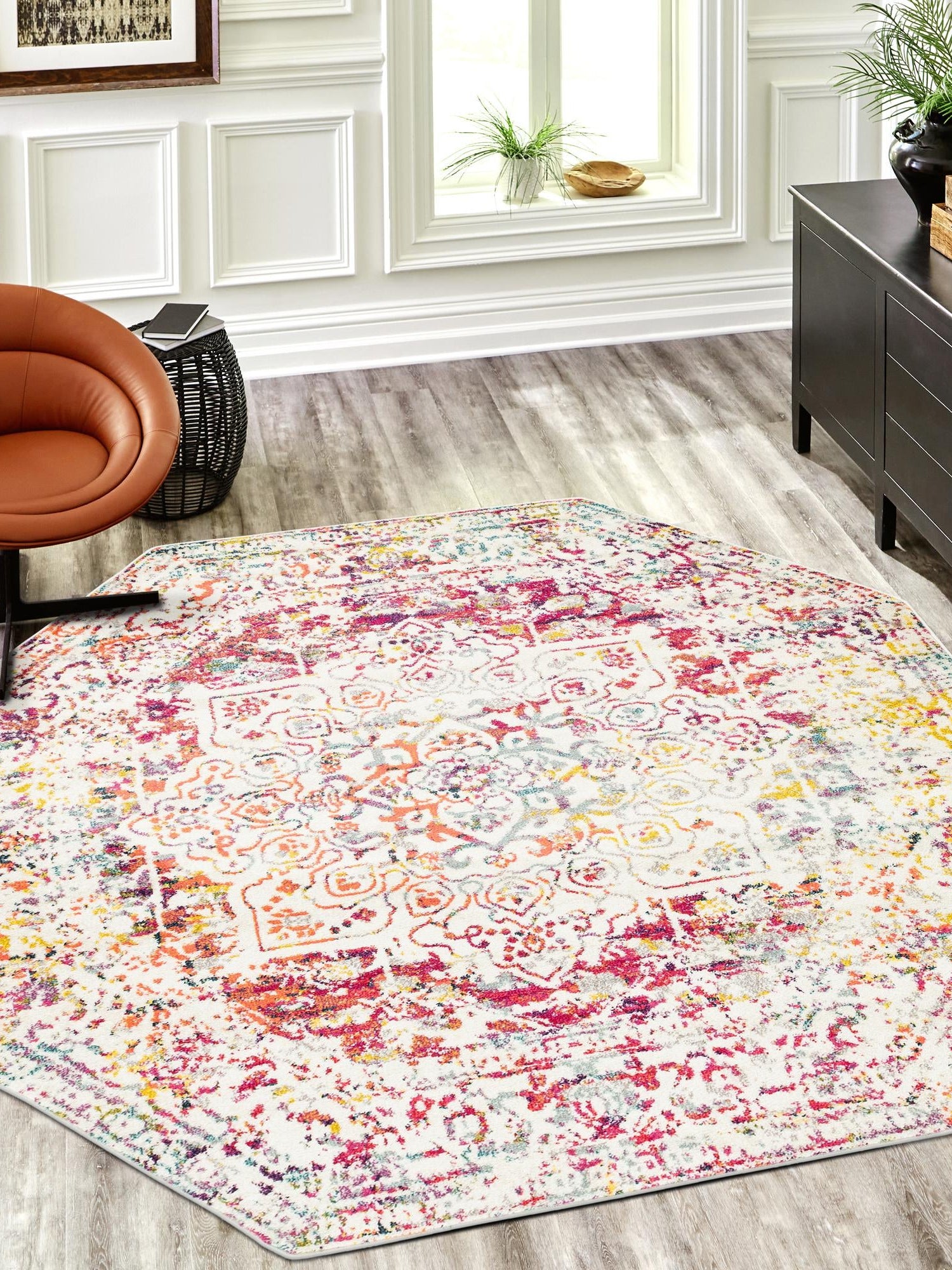 Light Multicolor 6' 1 x 6' 1 Richmond Octagon Area Rug Vintage Distressed Look Traditional Design Carpet for Unique Home Interior Design for Sale at Rug Engine