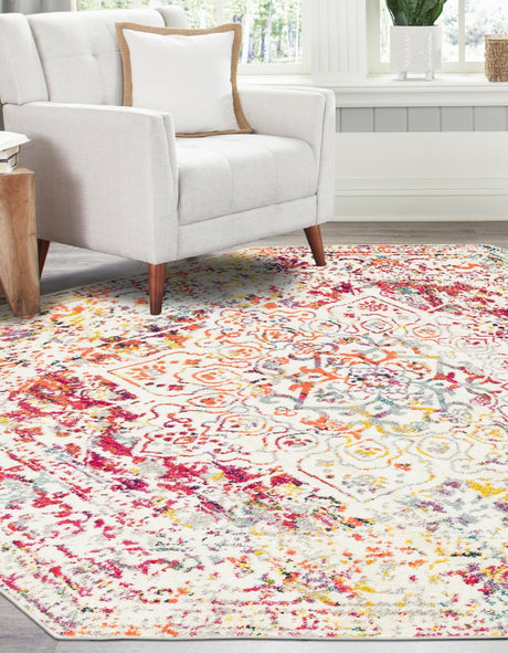 Light Multicolor 5' 3 x 5' 3 Richmond Octagon Area Rug Vintage Distressed Look Traditional Design Carpet for Unique Home Interior Design for Sale at Rug Engine