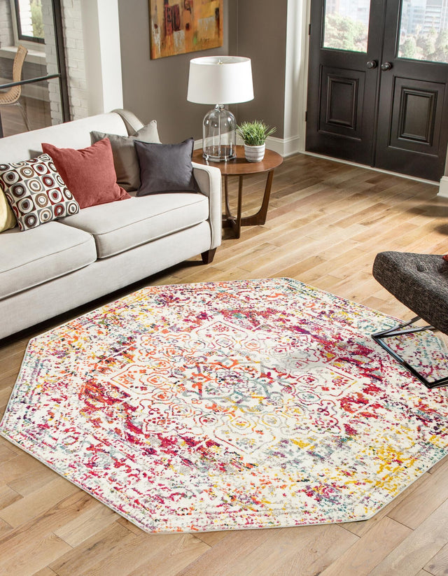 Light Multicolor 5' 3 x 5' 3 Richmond Octagon Area Rug Vintage Distressed Look Traditional Design Carpet for Unique Home Interior Design for Sale at Rug Engine