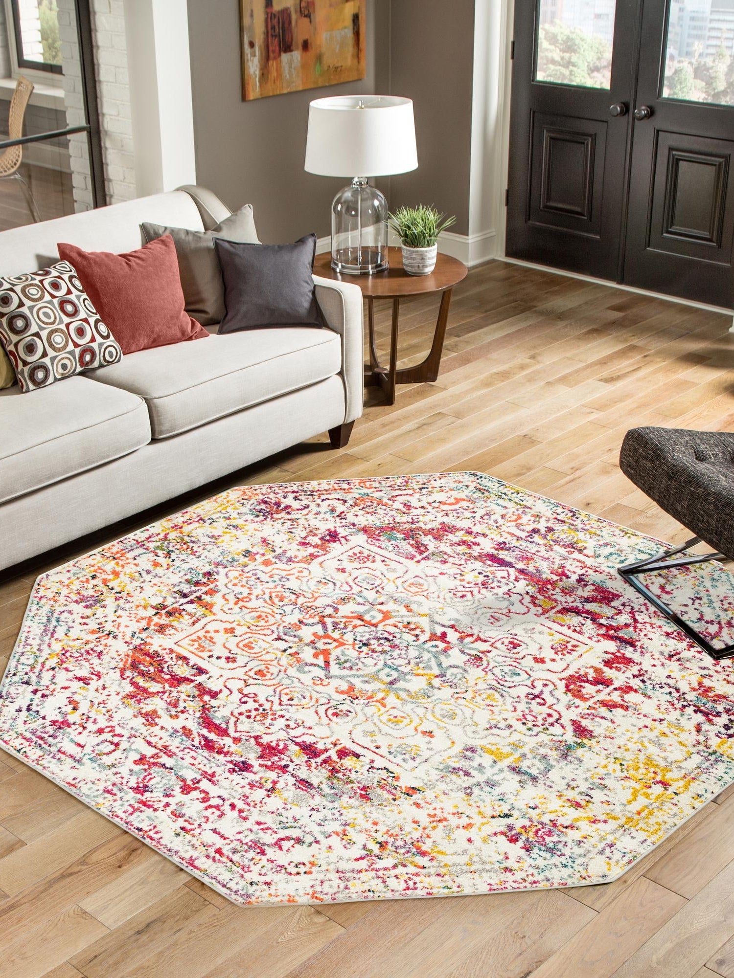Light Multicolor 6' 1 x 6' 1 Richmond Octagon Area Rug Vintage Distressed Look Traditional Design Carpet for Unique Home Interior Design for Sale at Rug Engine