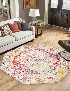 Light Multicolor 6' 1 x 6' 1 Richmond Octagon Area Rug Vintage Distressed Look Traditional Design Carpet for Unique Home Interior Design for Sale at Rug Engine