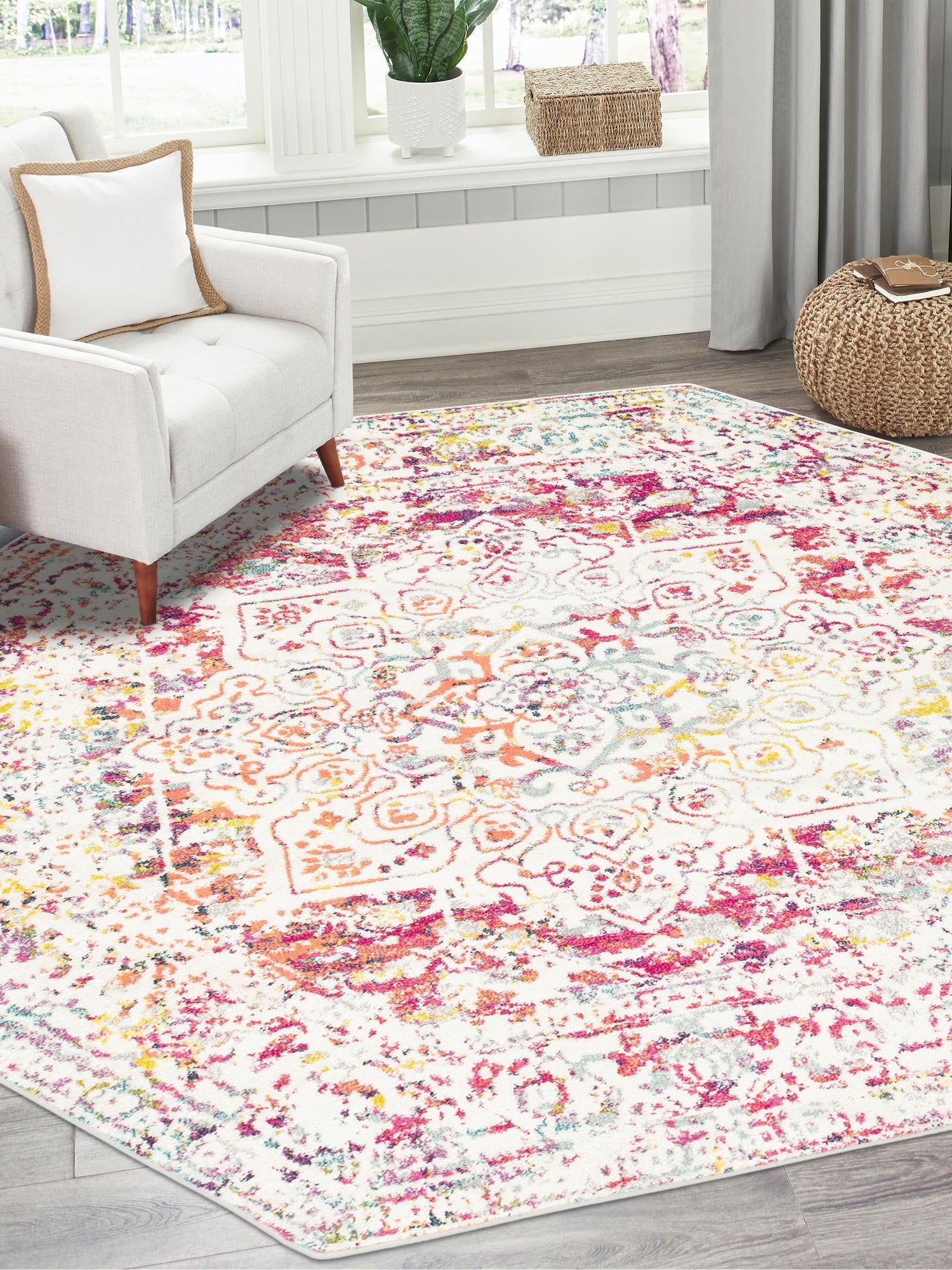 Light Multicolor 5' 3 x 5' 3 Richmond Octagon Area Rug Vintage Distressed Look Traditional Design Carpet for Unique Home Interior Design for Sale at Rug Engine