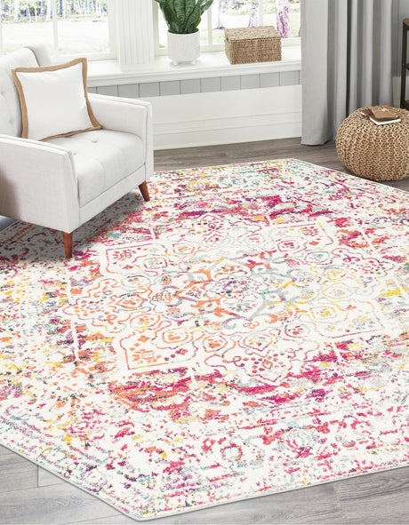 Light Multicolor 5' 3 x 5' 3 Richmond Octagon Area Rug Vintage Distressed Look Traditional Design Carpet for Unique Home Interior Design for Sale at Rug Engine