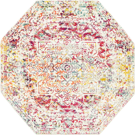 Light Multicolor 5' 3 x 5' 3 Richmond Octagon Area Rug Vintage Distressed Look Traditional Design Carpet for Unique Home Interior Design for Sale at Rug Engine