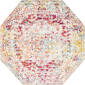 Light Multicolor 7' 10 x 7' 10 Richmond Octagon Area Rug Vintage Distressed Look Traditional Design Carpet for Unique Home Interior Design for Sale at Rug Engine