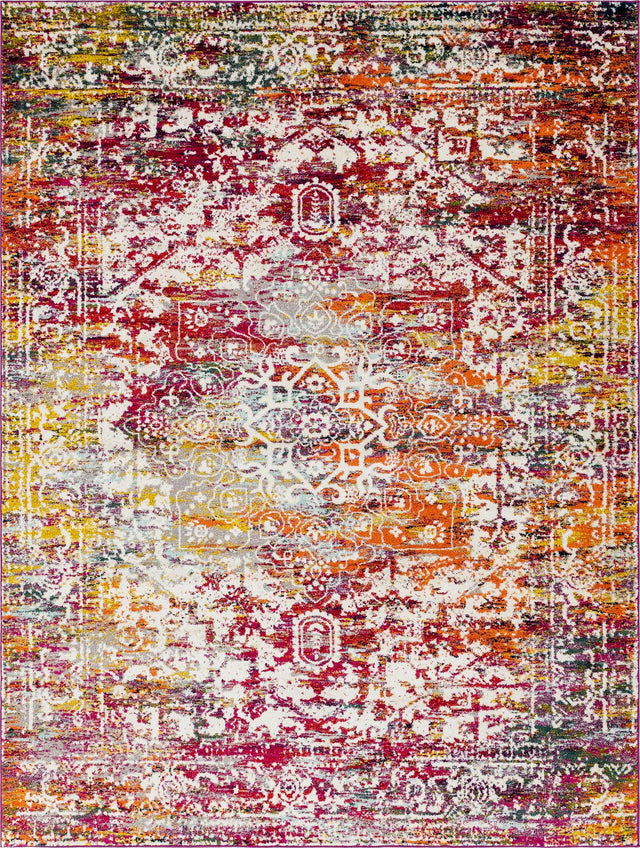 Multicolor 9' x 12' Richmond Rectangle Area Rug Vintage Distressed Look Traditional Design Carpet for Unique Home Interior Design for Sale at Rug Engine