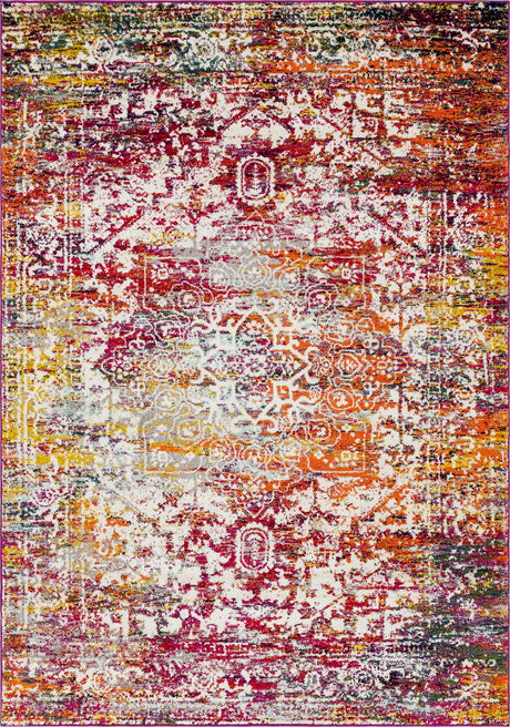 Multicolor 7' 1 x 10' Richmond Rectangle Area Rug Vintage Distressed Look Traditional Design Carpet for Unique Home Interior Design for Sale at Rug Engine