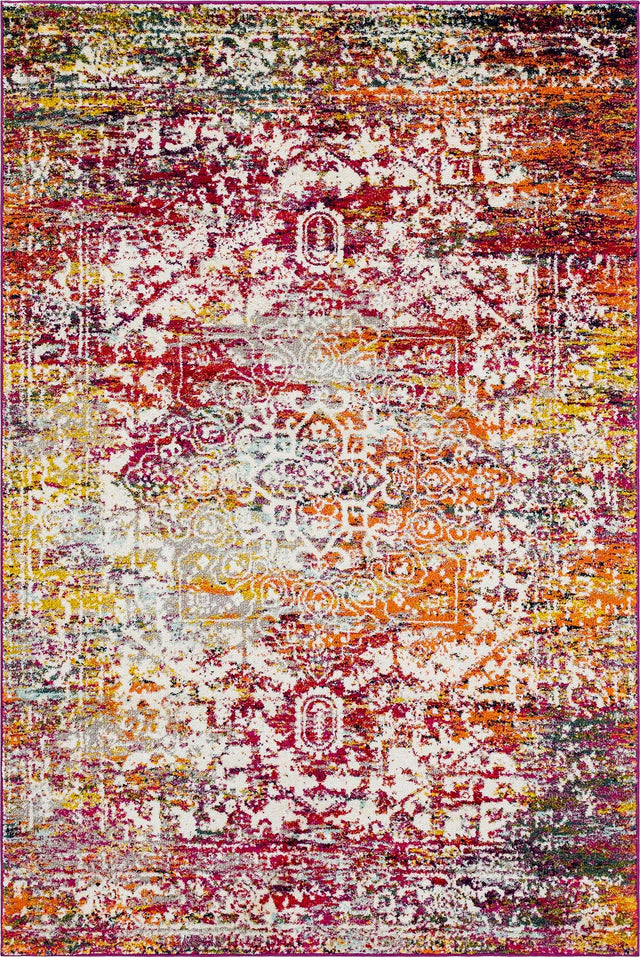 Multicolor 6' 1 x 9' Richmond Rectangle Area Rug Vintage Distressed Look Traditional Design Carpet for Unique Home Interior Design for Sale at Rug Engine