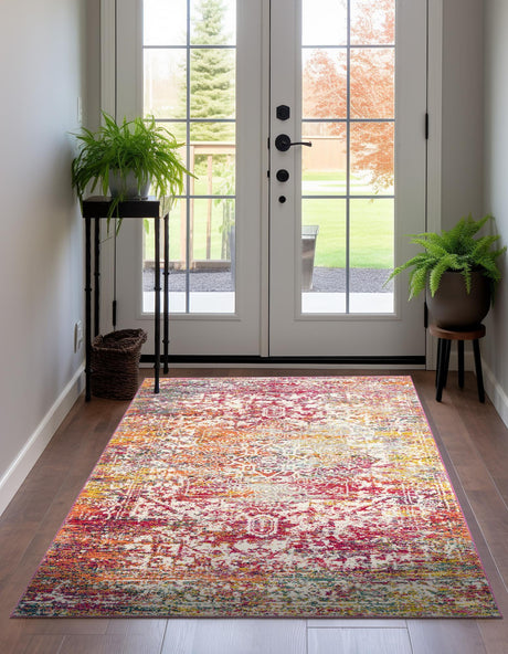 Multicolor 3' 1 x 5' 3 Richmond Rectangle Area Rug Vintage Distressed Look Traditional Design Carpet for Unique Home Interior Design for Sale at Rug Engine