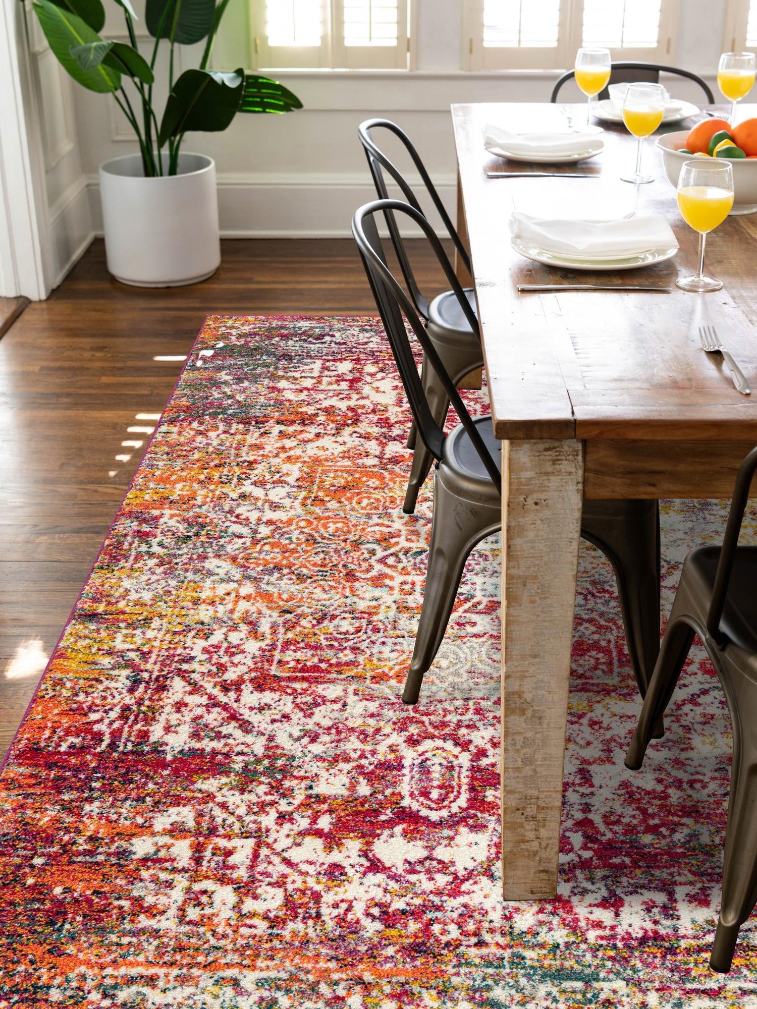 Multicolor 4' 1 x 6' 1 Richmond Rectangle Area Rug Vintage Distressed Look Traditional Design Carpet for Unique Home Interior Design for Sale at Rug Engine