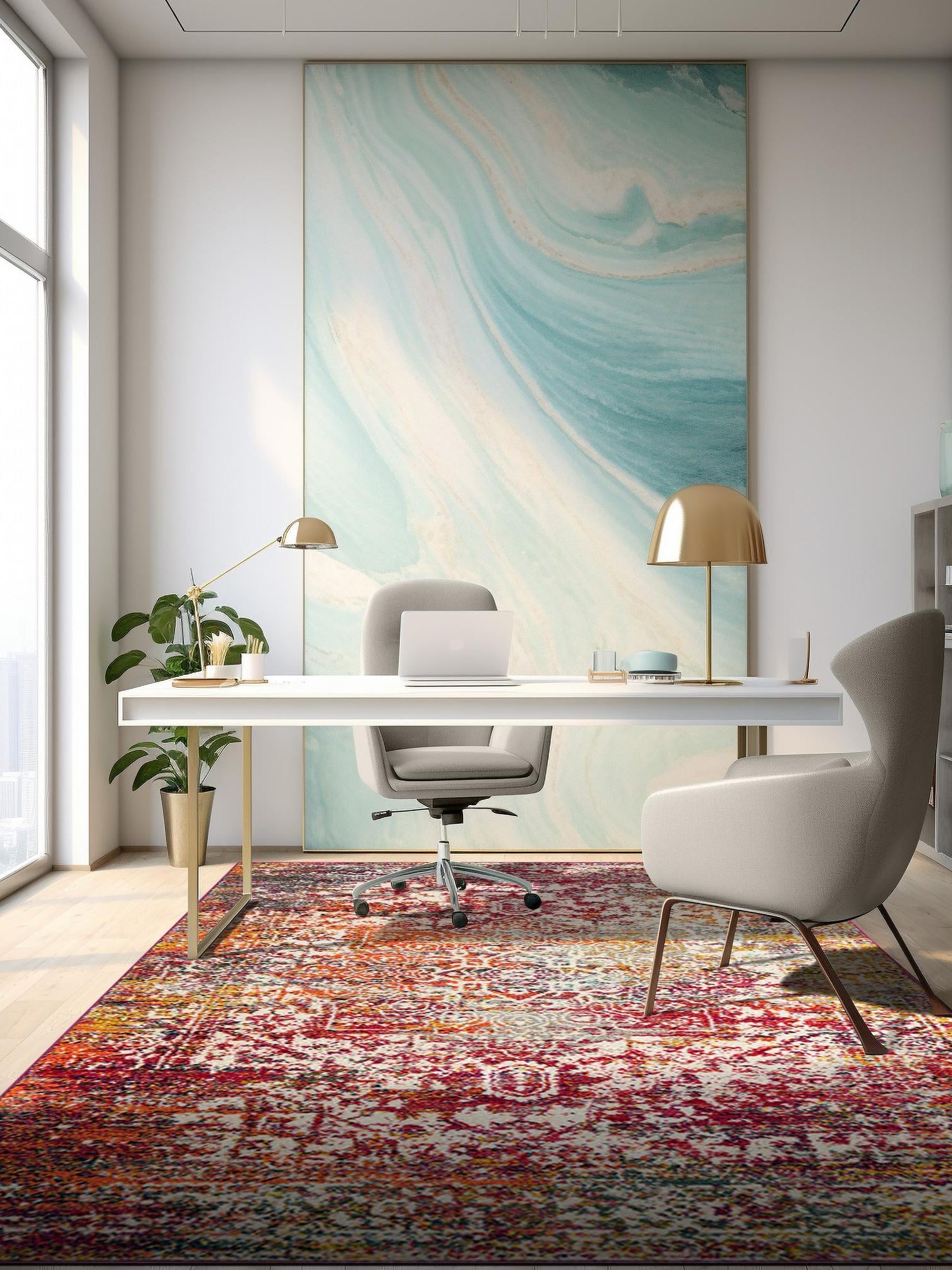 Multicolor 3' 1 x 5' 3 Richmond Rectangle Area Rug Vintage Distressed Look Traditional Design Carpet for Unique Home Interior Design for Sale at Rug Engine