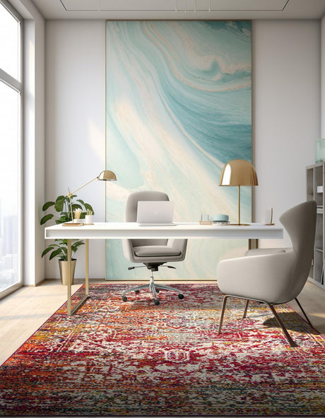 Multicolor 3' 1 x 5' 3 Richmond Rectangle Area Rug Vintage Distressed Look Traditional Design Carpet for Unique Home Interior Design for Sale at Rug Engine