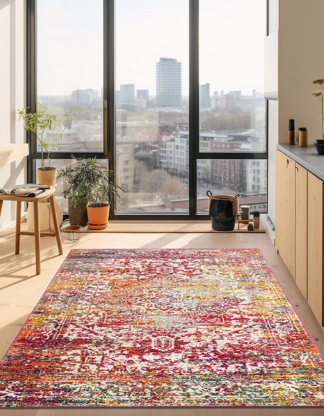 Multicolor 7' 1 x 10' Richmond Rectangle Area Rug Vintage Distressed Look Traditional Design Carpet for Unique Home Interior Design for Sale at Rug Engine
