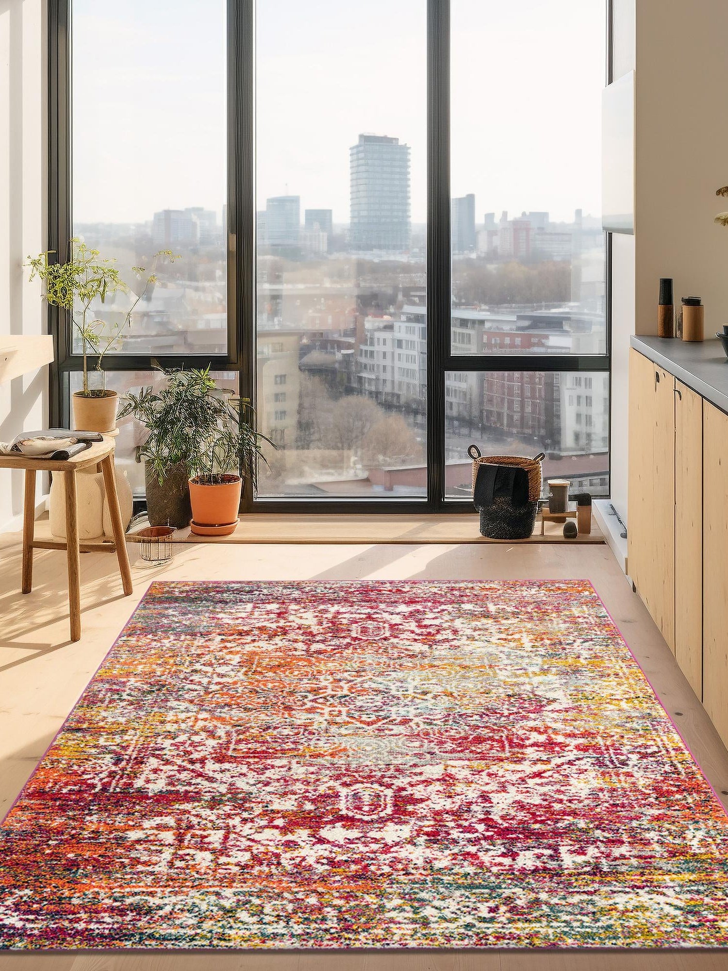 Multicolor 4' 1 x 6' 1 Richmond Rectangle Area Rug Vintage Distressed Look Traditional Design Carpet for Unique Home Interior Design for Sale at Rug Engine