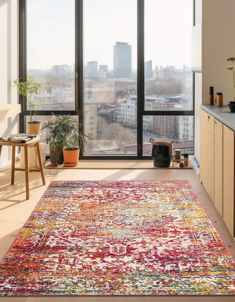 Multicolor 4' 1 x 6' 1 Richmond Rectangle Area Rug Vintage Distressed Look Traditional Design Carpet for Unique Home Interior Design for Sale at Rug Engine