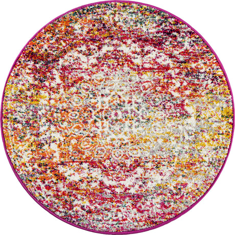 Multicolor 3' 1 x 3' 1 Richmond Round Area Rug Vintage Distressed Look Traditional Design Carpet for Unique Home Interior Design for Sale at Rug Engine