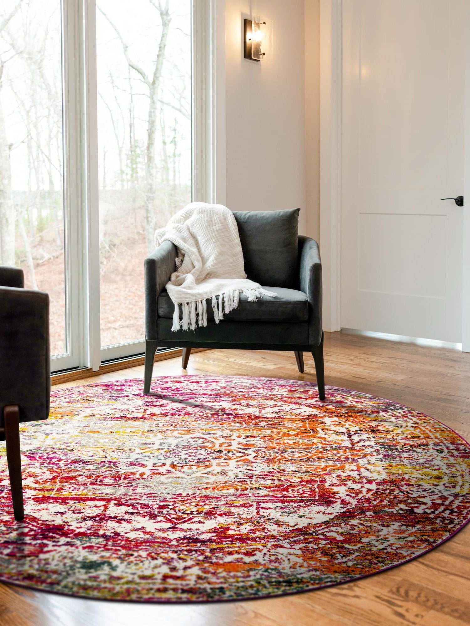 Multicolor 10' x 10' Richmond Round Area Rug Vintage Distressed Look Traditional Design Carpet for Unique Home Interior Design for Sale at Rug Engine
