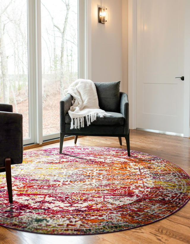 Multicolor 10' x 10' Richmond Round Area Rug Vintage Distressed Look Traditional Design Carpet for Unique Home Interior Design for Sale at Rug Engine