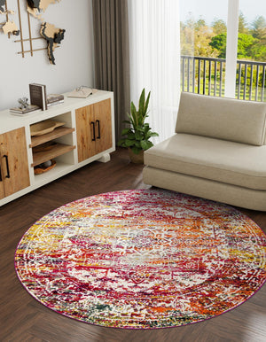Multicolor 7' 1 x 7' 1 Richmond Round Area Rug Vintage Distressed Look Traditional Design Carpet for Unique Home Interior Design for Sale at Rug Engine