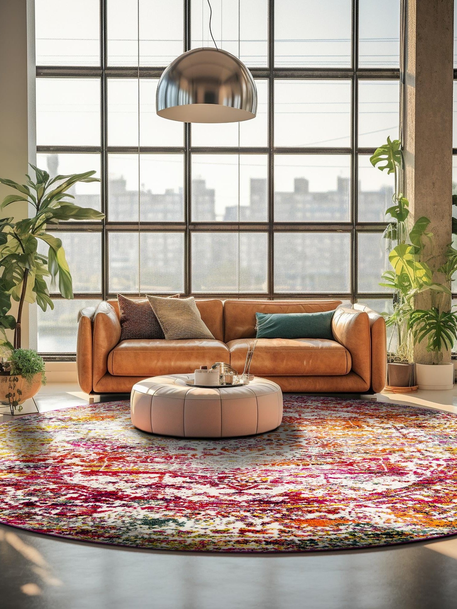 Multicolor 7' 10 x 7' 10 Richmond Round Area Rug Vintage Distressed Look Traditional Design Carpet for Unique Home Interior Design for Sale at Rug Engine