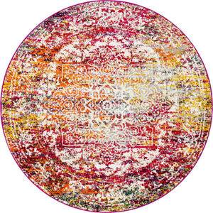 Multicolor 5' 3 x 5' 3 Richmond Round Area Rug Vintage Distressed Look Traditional Design Carpet for Unique Home Interior Design for Sale at Rug Engine