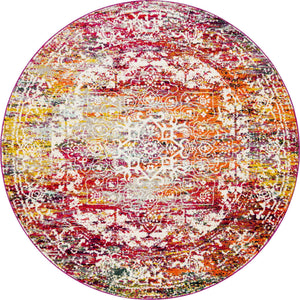 Multicolor 7' 10 x 7' 10 Richmond Round Area Rug Vintage Distressed Look Traditional Design Carpet for Unique Home Interior Design for Sale at Rug Engine
