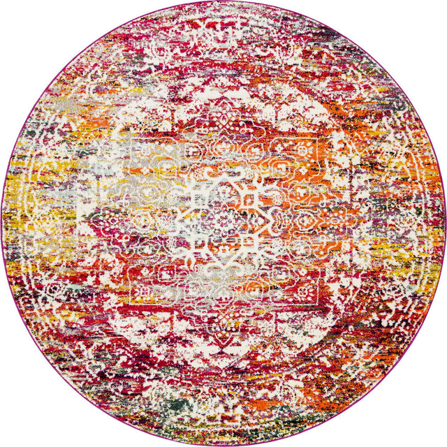 Multicolor 7' 10 x 7' 10 Richmond Round Area Rug Vintage Distressed Look Traditional Design Carpet for Unique Home Interior Design for Sale at Rug Engine