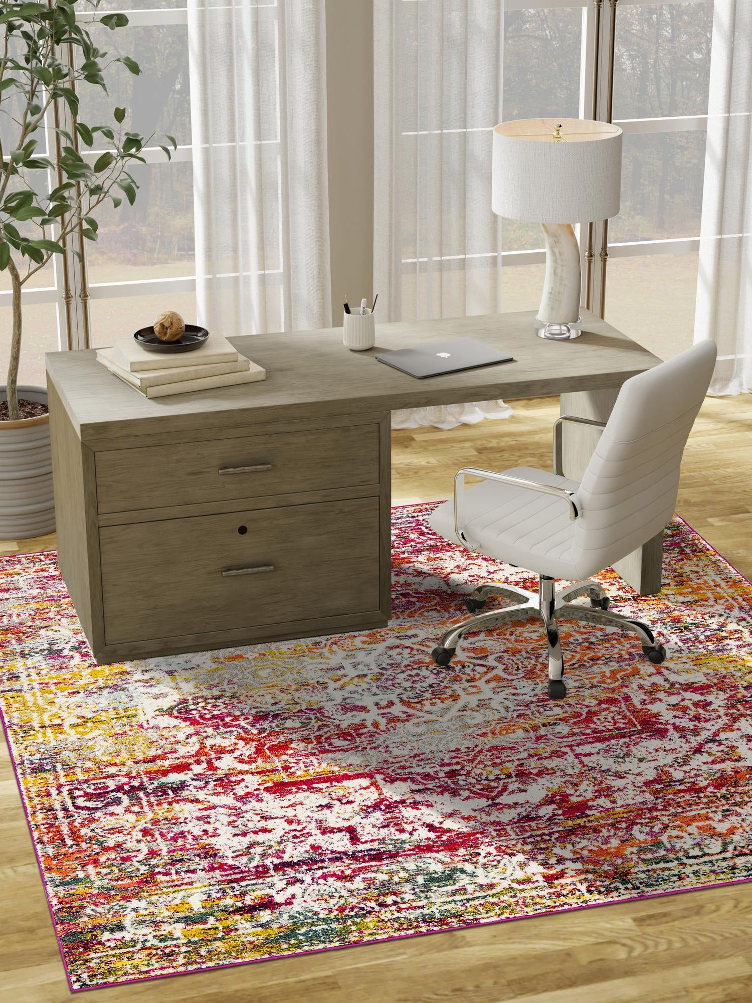 Multicolor 4' 1 x 4' 1 Richmond Square Area Rug Vintage Distressed Look Traditional Design Carpet for Unique Home Interior Design for Sale at Rug Engine