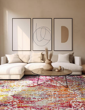 Multicolor 7' 10 x 7' 10 Richmond Square Area Rug Vintage Distressed Look Traditional Design Carpet for Unique Home Interior Design for Sale at Rug Engine