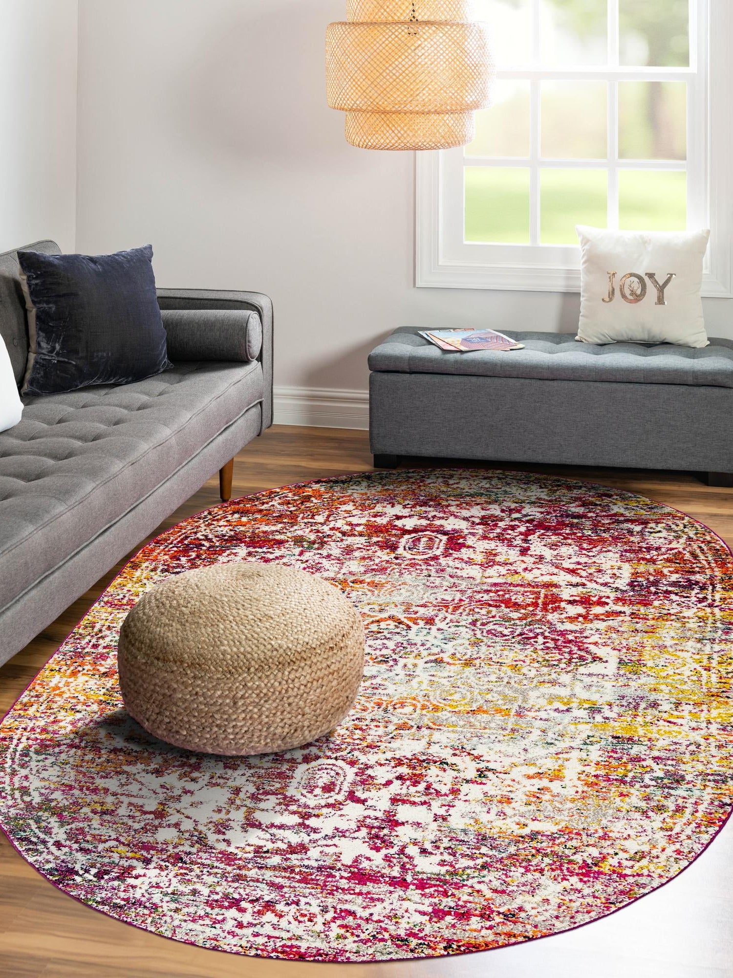 Multicolor 4' 1 x 6' 1 Richmond Oval Area Rug Vintage Distressed Look Traditional Design Carpet for Unique Home Interior Design for Sale at Rug Engine