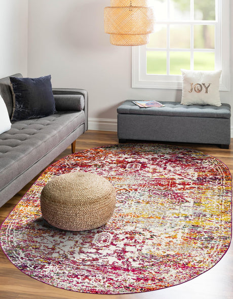 Multicolor 4' 1 x 6' 1 Richmond Oval Area Rug Vintage Distressed Look Traditional Design Carpet for Unique Home Interior Design for Sale at Rug Engine