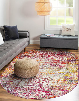 Multicolor 5' 3 x 8' Richmond Oval Area Rug Vintage Distressed Look Traditional Design Carpet for Unique Home Interior Design for Sale at Rug Engine