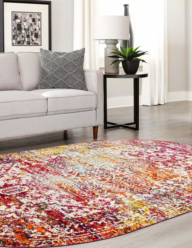 Multicolor 5' 3 x 8' Richmond Oval Area Rug Vintage Distressed Look Traditional Design Carpet for Unique Home Interior Design for Sale at Rug Engine