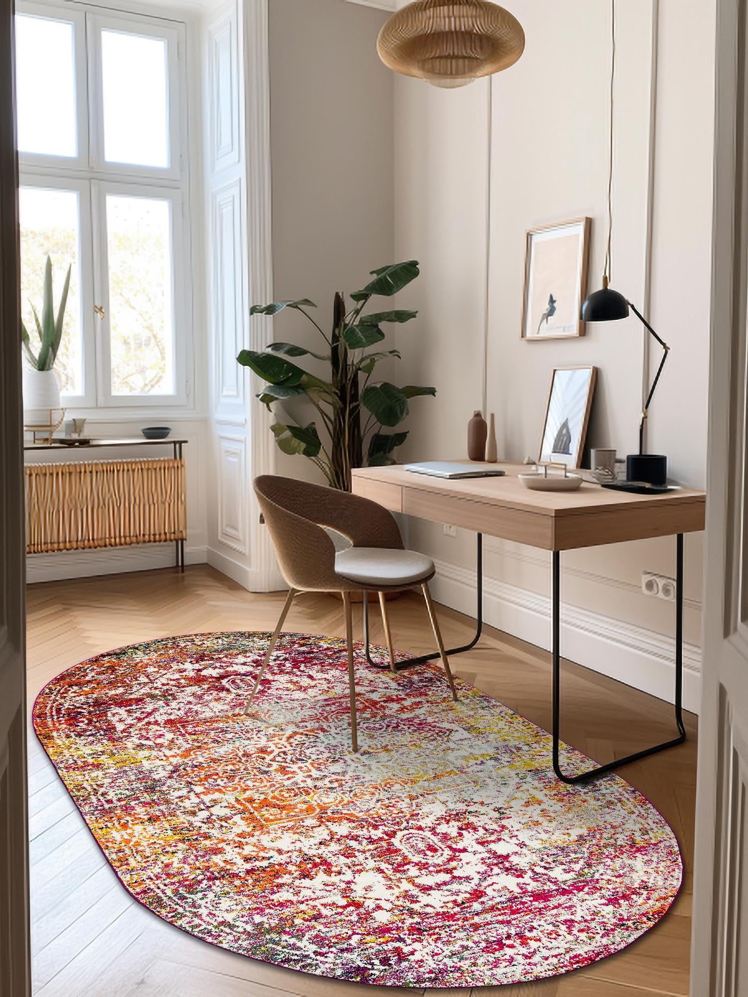 Multicolor 3' 1 x 5' 3 Richmond Oval Area Rug Vintage Distressed Look Traditional Design Carpet for Unique Home Interior Design for Sale at Rug Engine