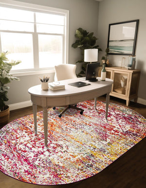 Multicolor 5' 3 x 8' Richmond Oval Area Rug Vintage Distressed Look Traditional Design Carpet for Unique Home Interior Design for Sale at Rug Engine