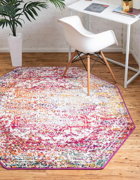Multicolor 6' 1 x 6' 1 Richmond Octagon Area Rug Vintage Distressed Look Traditional Design Carpet for Unique Home Interior Design for Sale at Rug Engine