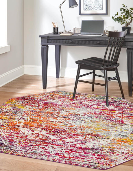 Multicolor 6' 1 x 6' 1 Richmond Octagon Area Rug Vintage Distressed Look Traditional Design Carpet for Unique Home Interior Design for Sale at Rug Engine