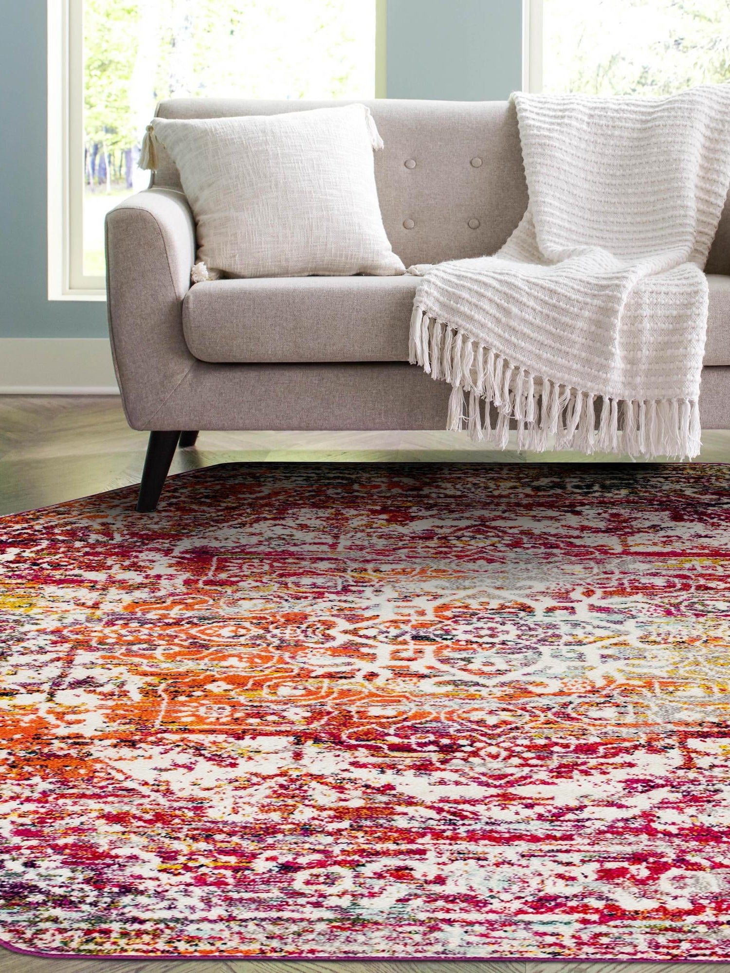 Multicolor 5' 3 x 5' 3 Richmond Octagon Area Rug Vintage Distressed Look Traditional Design Carpet for Unique Home Interior Design for Sale at Rug Engine