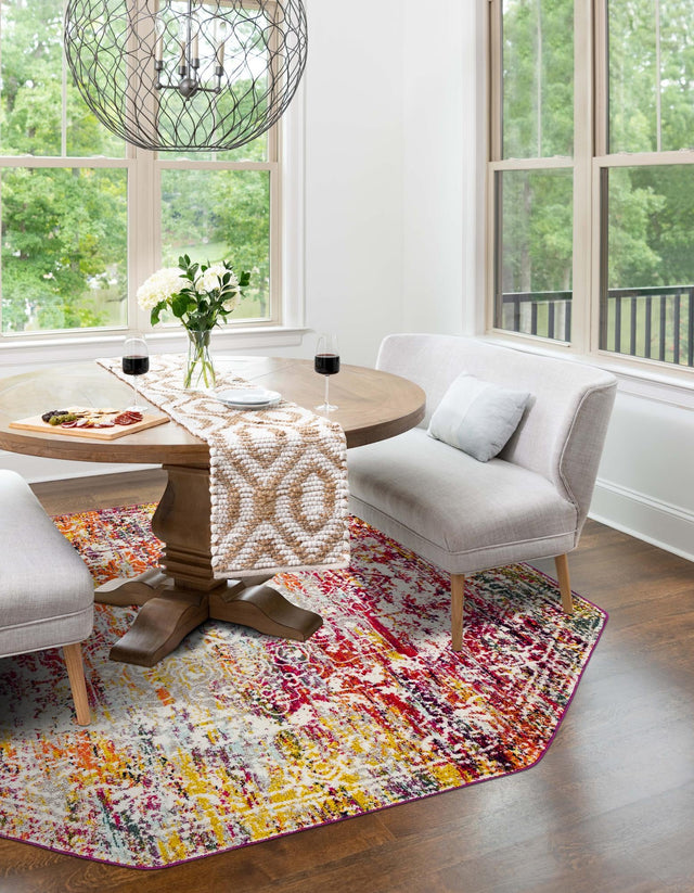 Multicolor 7' 10 x 7' 10 Richmond Octagon Area Rug Vintage Distressed Look Traditional Design Carpet for Unique Home Interior Design for Sale at Rug Engine