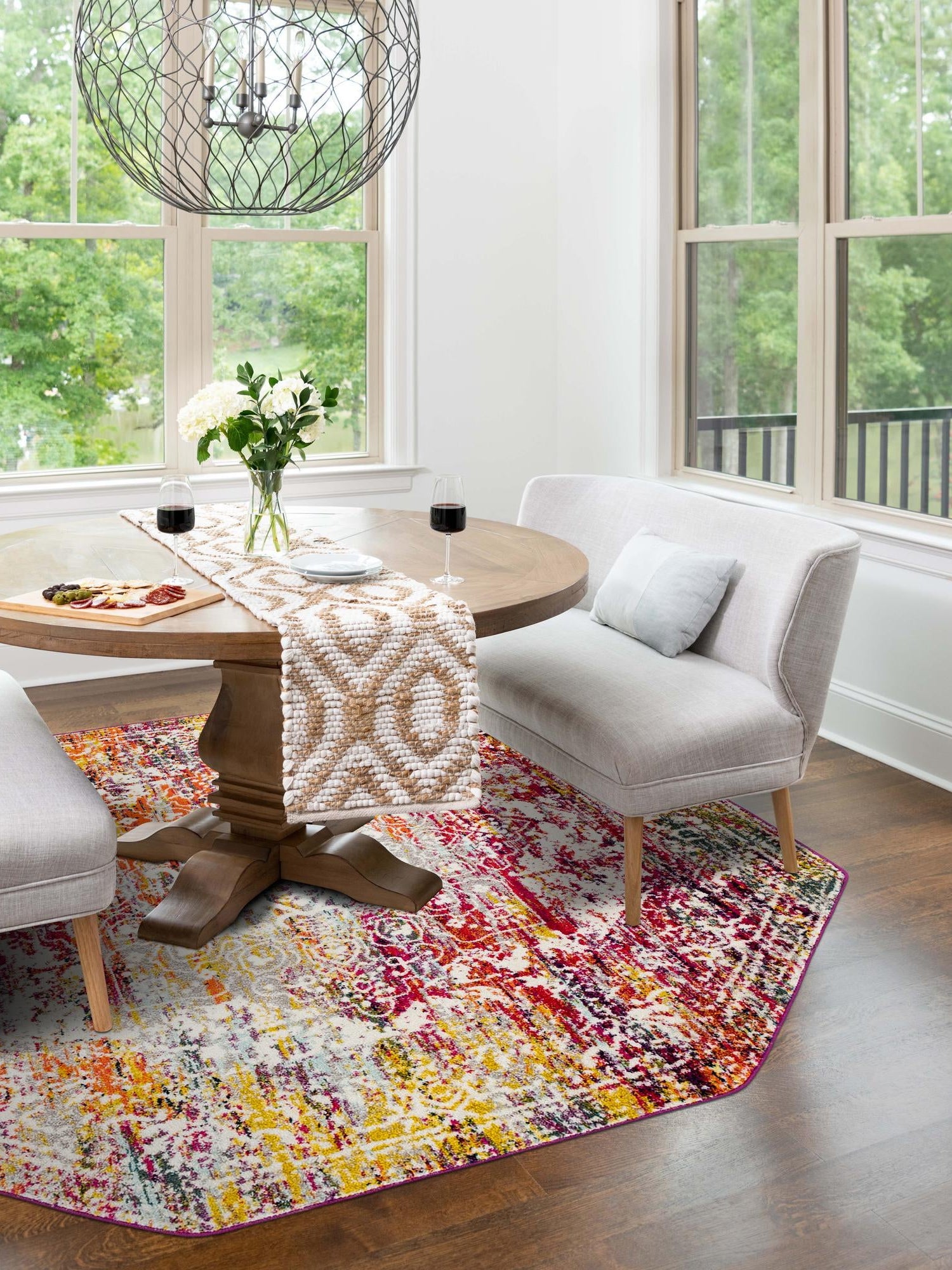 Multicolor 5' 3 x 5' 3 Richmond Octagon Area Rug Vintage Distressed Look Traditional Design Carpet for Unique Home Interior Design for Sale at Rug Engine
