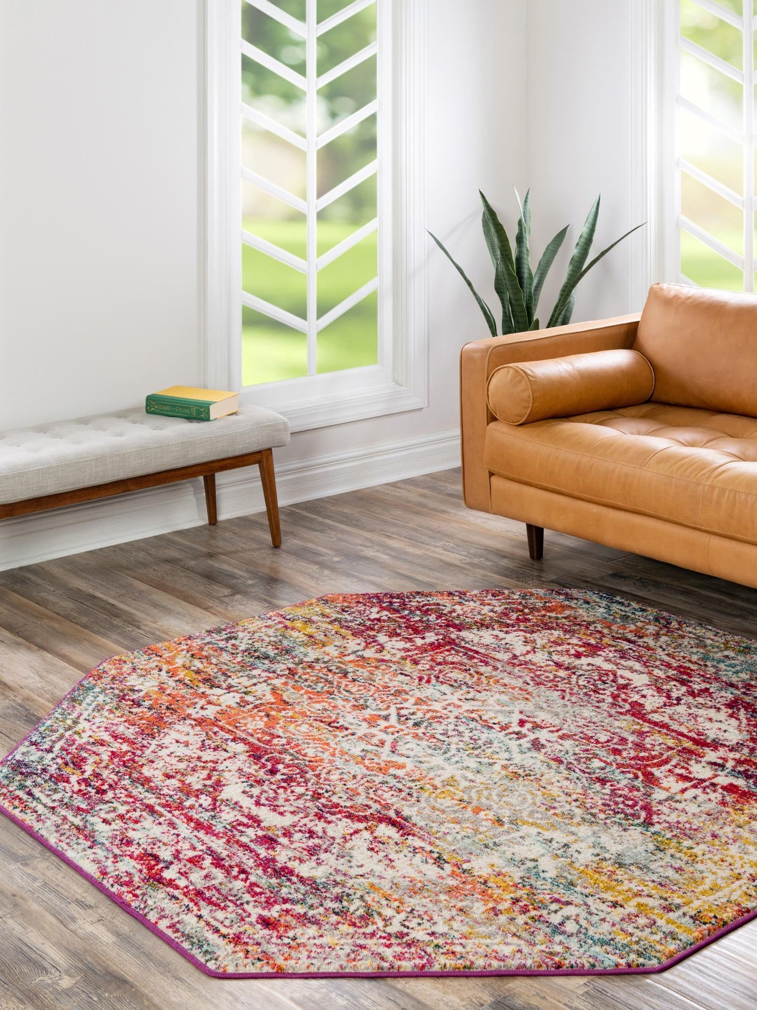 Multicolor 5' 3 x 5' 3 Richmond Octagon Area Rug Vintage Distressed Look Traditional Design Carpet for Unique Home Interior Design for Sale at Rug Engine