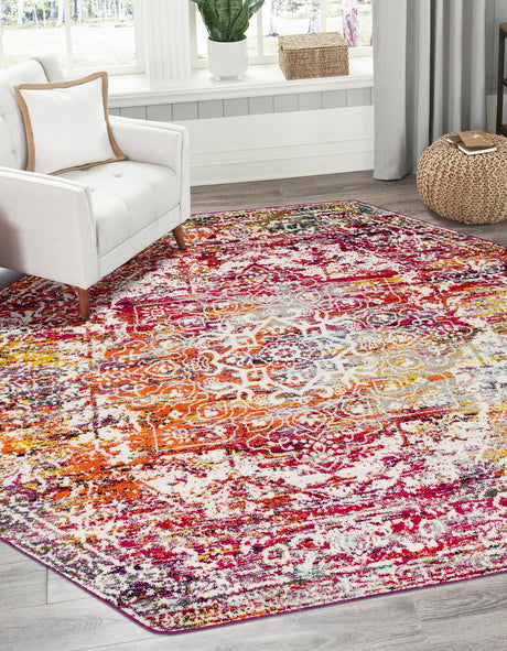 Multicolor 7' 10 x 7' 10 Richmond Octagon Area Rug Vintage Distressed Look Traditional Design Carpet for Unique Home Interior Design for Sale at Rug Engine