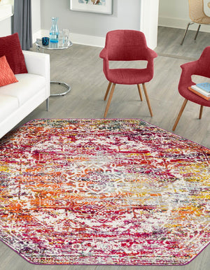 Multicolor 7' 10 x 7' 10 Richmond Octagon Area Rug Vintage Distressed Look Traditional Design Carpet for Unique Home Interior Design for Sale at Rug Engine