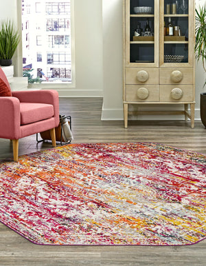 Multicolor 7' 10 x 7' 10 Richmond Octagon Area Rug Vintage Distressed Look Traditional Design Carpet for Unique Home Interior Design for Sale at Rug Engine