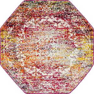 Multicolor 5' 3 x 5' 3 Richmond Octagon Area Rug Vintage Distressed Look Traditional Design Carpet for Unique Home Interior Design for Sale at Rug Engine