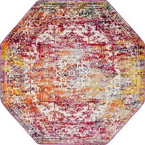 Multicolor 7' 10 x 7' 10 Richmond Octagon Area Rug Vintage Distressed Look Traditional Design Carpet for Unique Home Interior Design for Sale at Rug Engine